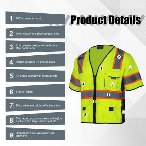 10 pockets class 3 safety vest