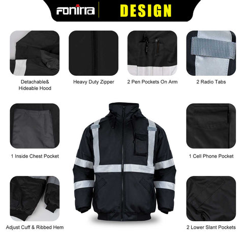 black hi vis jacket feature