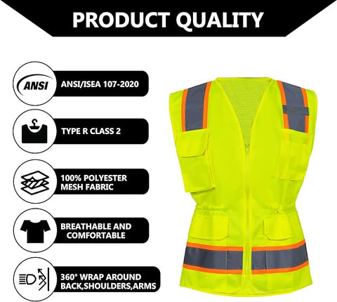 ANSI Class 2 Women's Hi Vis Work Vest