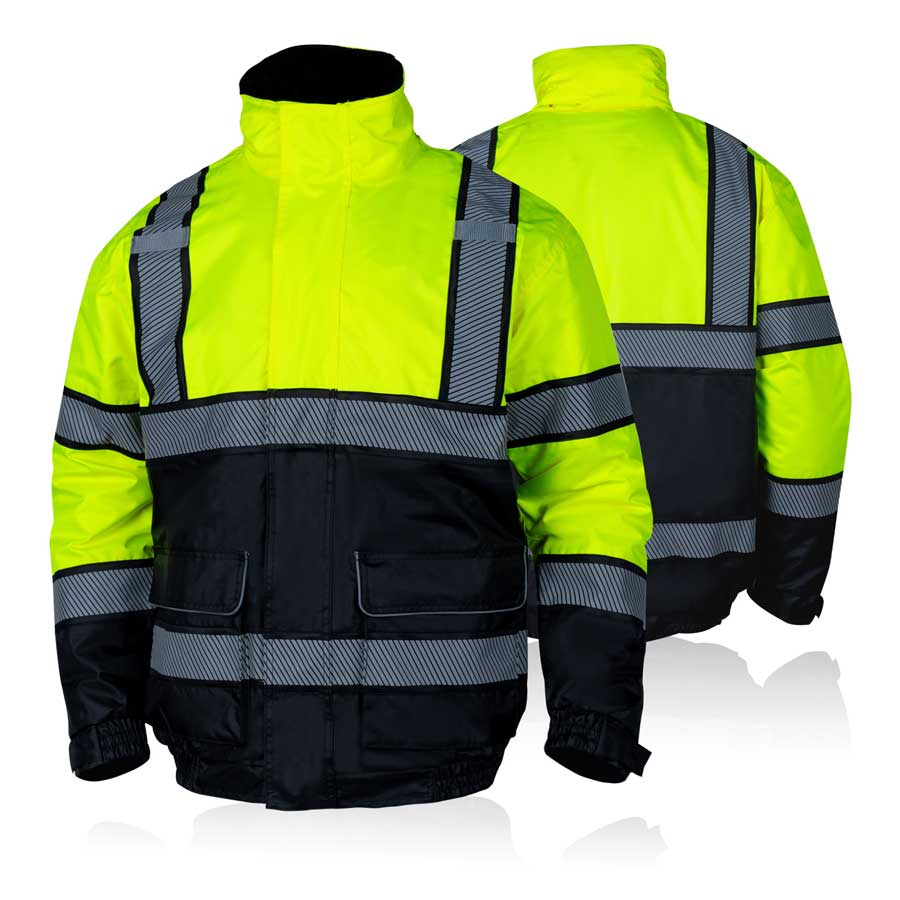 FONIRRA Safety Jackets for Men Reflective ANSI Class 3 High Visibility  Winter Bomber Jacket Waterproof Fleece