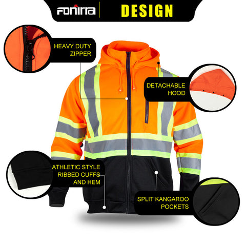 hi vis work sweatshirt with split kangaroo pockets