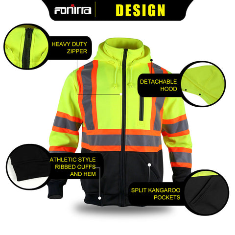 hi vis sweatshirt with heavy duty zipper