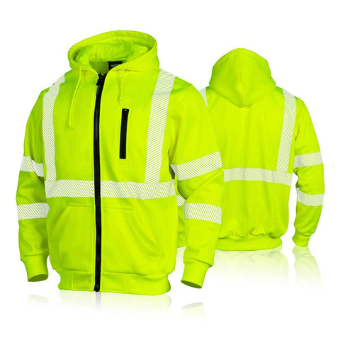 YELLOW WORK WEAR WITH REFLECTIVE TAPE AND HOOD