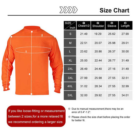 T016O 2 Pack Fluorescent Long Sleeve Moisture Wicking Safety Shirts