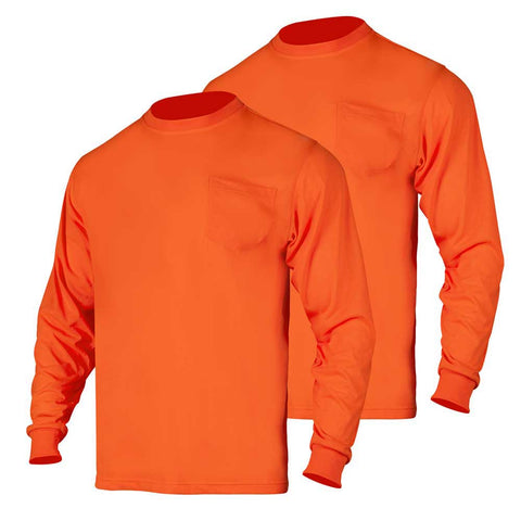 T016O 2 Pack Fluorescent Long Sleeve Moisture Wicking Safety Shirts