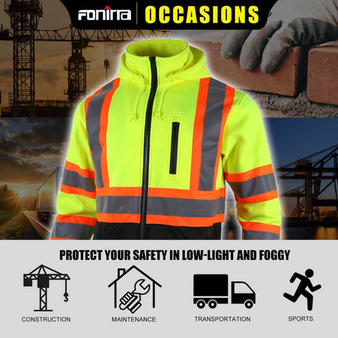 construction reflective hi vis hoodie