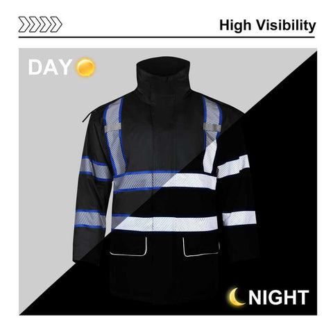 winter black hi vis rain jacket