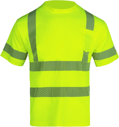 T003 Yellow Class 2 Breathable Mesh Hi Vis Short Sleeve Shirt with Pocket