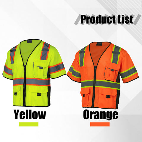 yellow orange safety vest