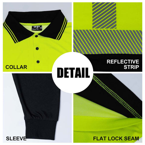 collar polo hi vis shirts detail